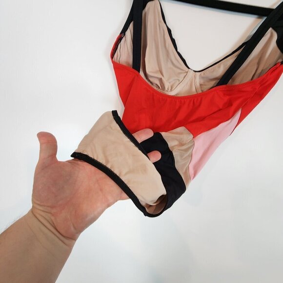 La Perla Underwire One Piece Swimsuit Red Pink Black Mesh Chevron Swimsuit 32C - Picture 13 of 14